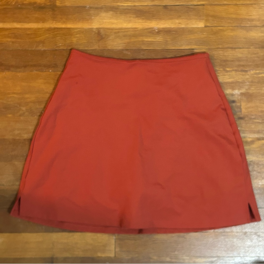 Girlfriend Collective A-Line Skirt Skort in Rust